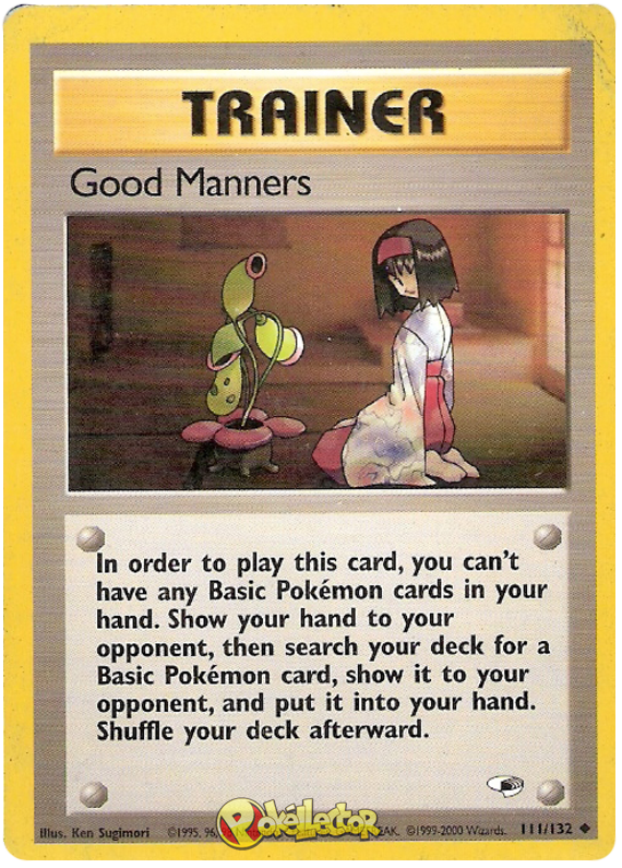 pokemon card, Good Manners, Gym Heroes, G1.