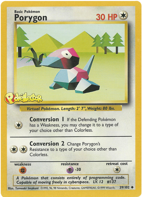 PSA 7 - Pokemon Card - Base 39/102 - PORYGON (uncommon