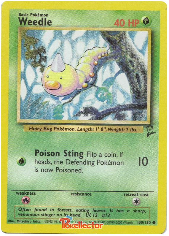 100/130 Weedle Common Pokemon TCG Card Base Set 2 