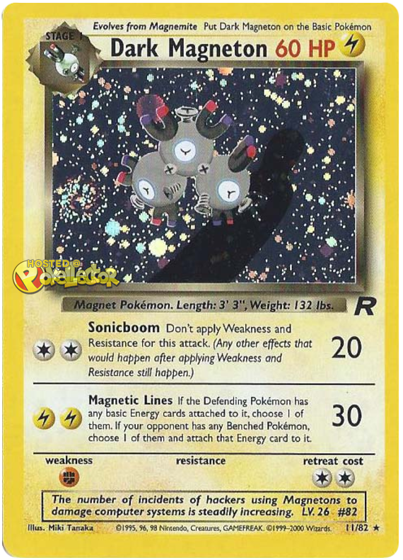 thumbnail image 2 of Dark Magneton 11/82 - Team Rocket Holo - Pokemon Card - EXC/Near Mint Condition 2 of 6