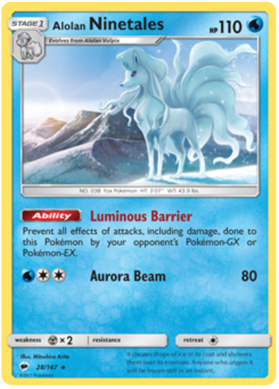 Alolan Ninetales Burning Shadows 28 Pokemon Card