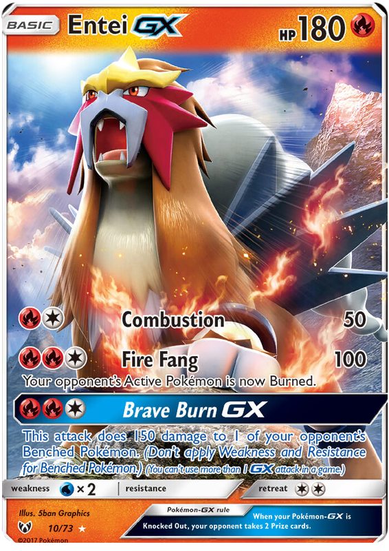 Entei GX Shining Legends 10 Pokemon Card