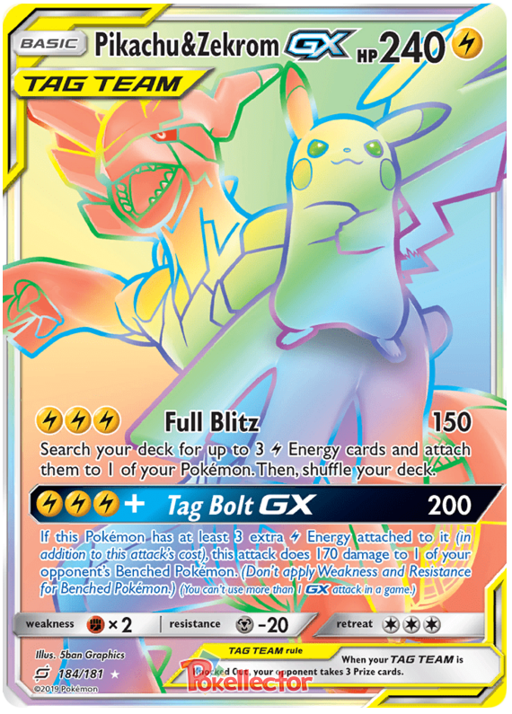 Pikachu & Zekrom GX - Team Up #184 Pokemon Card