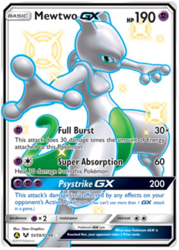 Mewtwo GX Hidden Fates SV59 Pokemon Card