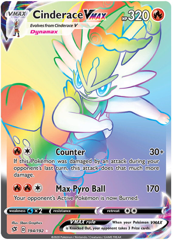 1X Cinderace Vmax 036/192 Rebel Clash Pokemon TCG Online Digital Card
