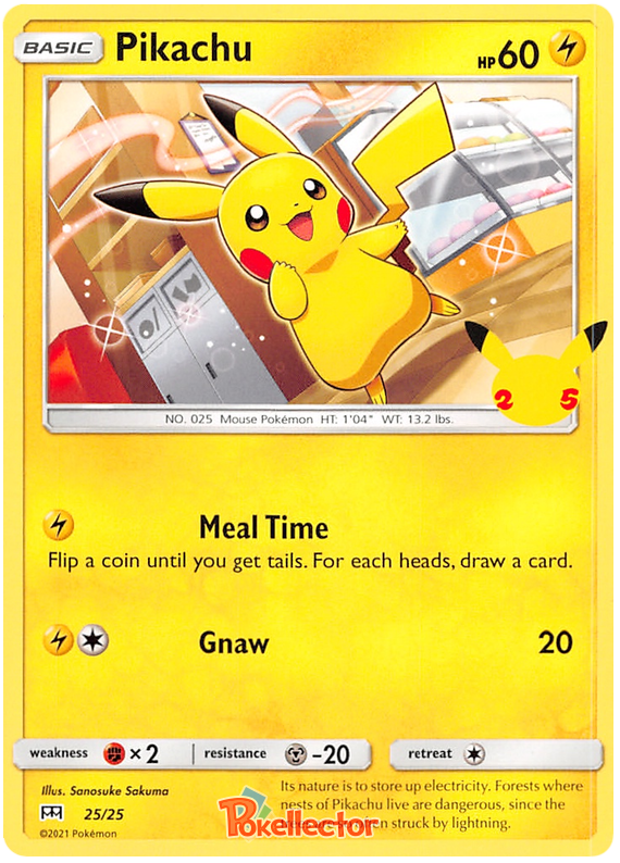 Pikachu McDonald's 25th Anniversary 25 Pokemon Card