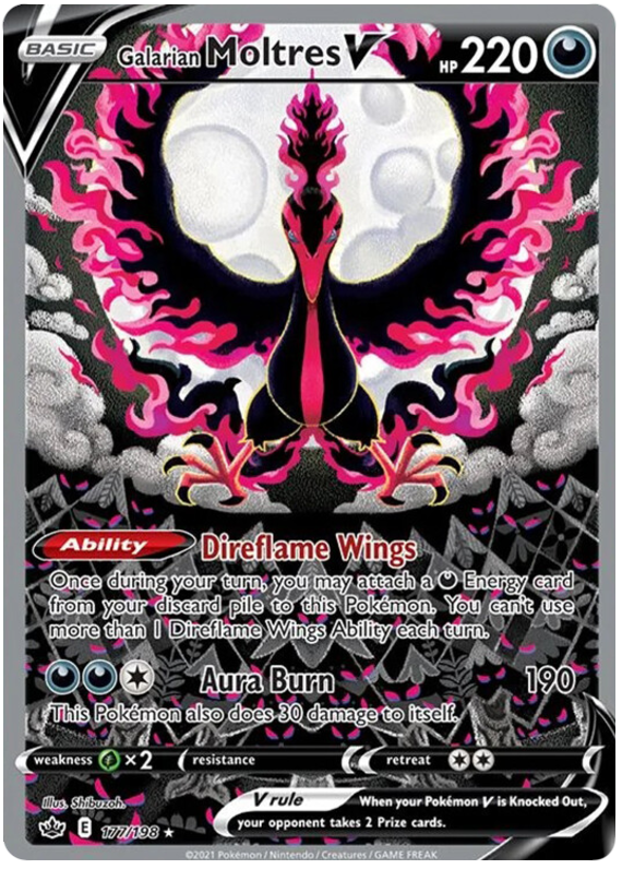 Galarian Moltres V Chilling Reign 177 Pokemon Card