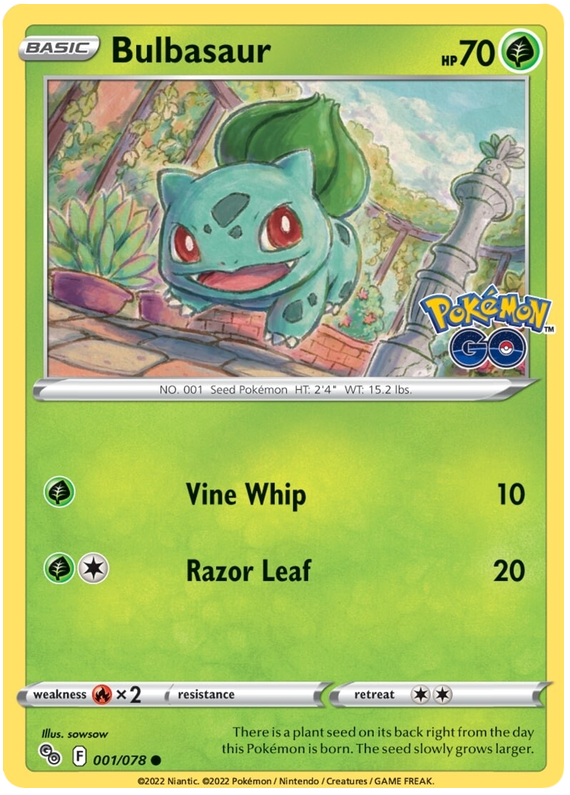 Bulbasaur Pokemon Go 1 Pokemon Card