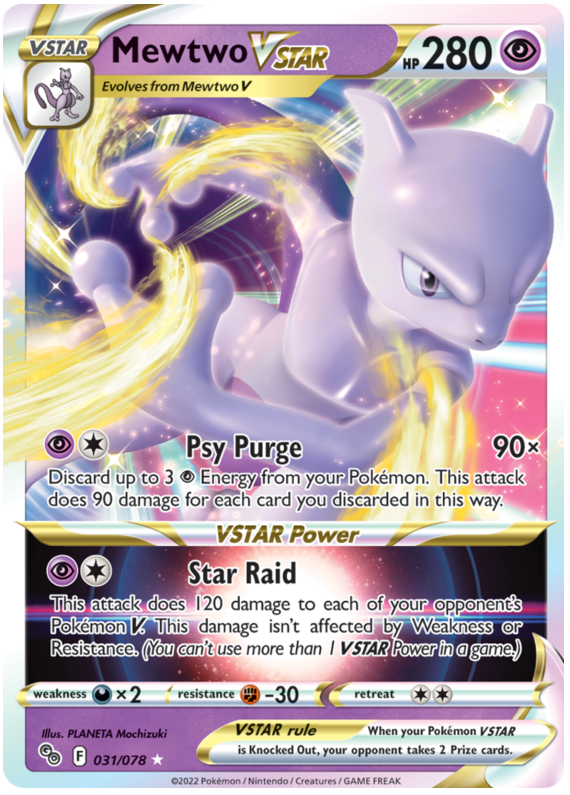 Mewtwo VSTAR Pokemon Go 31 Pokemon Card