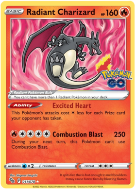 Pokémon Charizard Raro - Carta Promo GO - Edizione 2016 - Ottime Condizioni