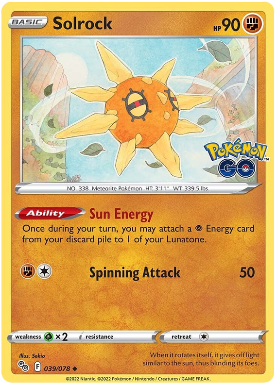 Solrock - Pokemon Go #39 Pokemon Card