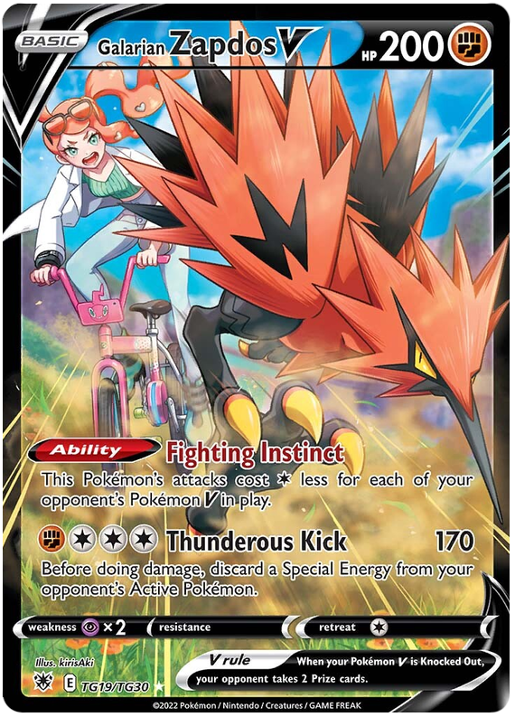 Galarian Zapdos V Astral Radiance Trainer Gallery TG19 Pokemon Card
