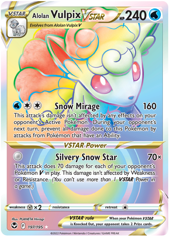 Alolan Vulpix VSTAR Silver Tempest 197 Pokemon Card