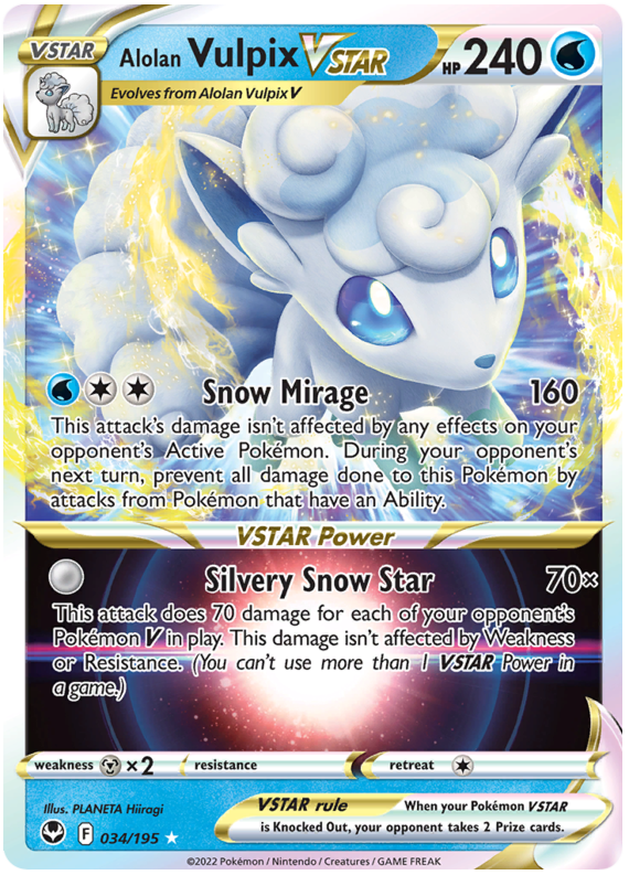 Alolan Vulpix VSTAR Silver Tempest 34 Pokemon Card