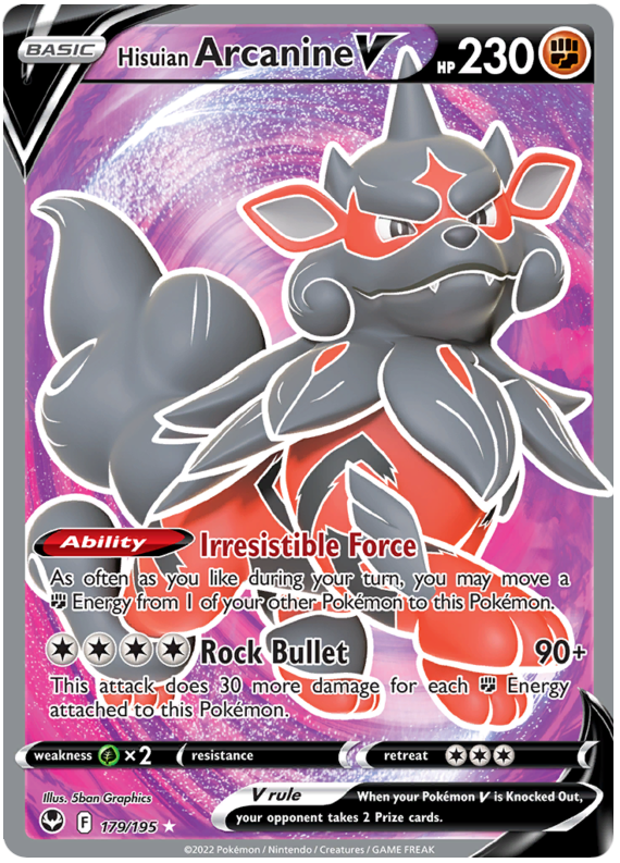 Hisuian Arcanine V Silver Tempest 179 Pokemon Card