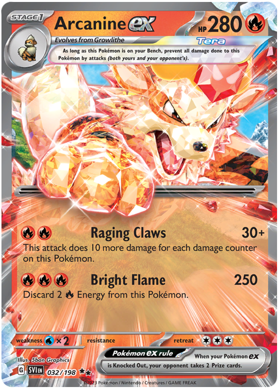 Arcanine Ex Scarlet Violet 32 Pokemon Card