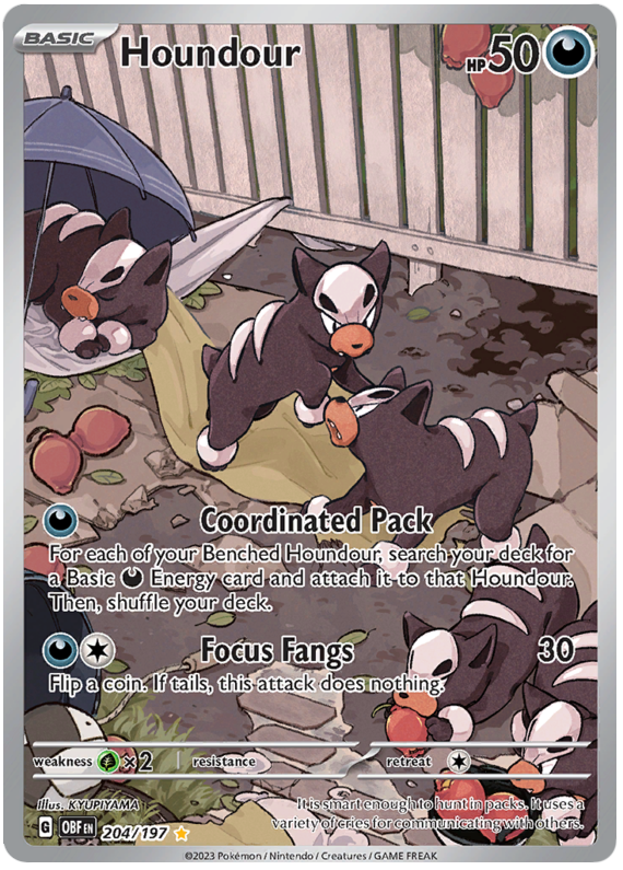 Houndour Obsidian Flames 204 Pokemon Card