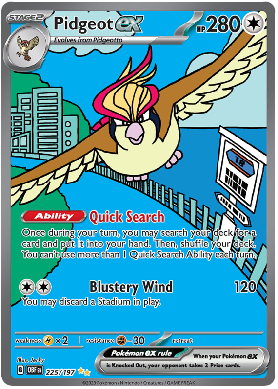 Pidgeot Ex Obsidian Flames 225 Pokemon Card