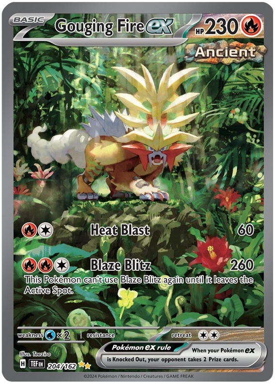 Gouging Fire Ex Temporal Forces 204 Pokemon Card