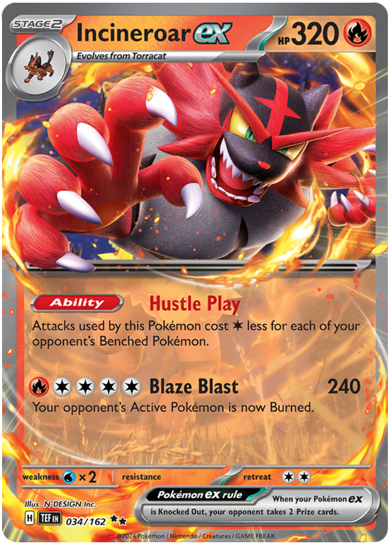 Incineroar Ex Temporal Forces 34 Pokemon Card