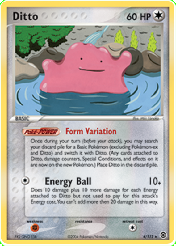 Pokemon TCG English Card ex Fire Red Leaf Green Ditto 4/112 Reverse Holo